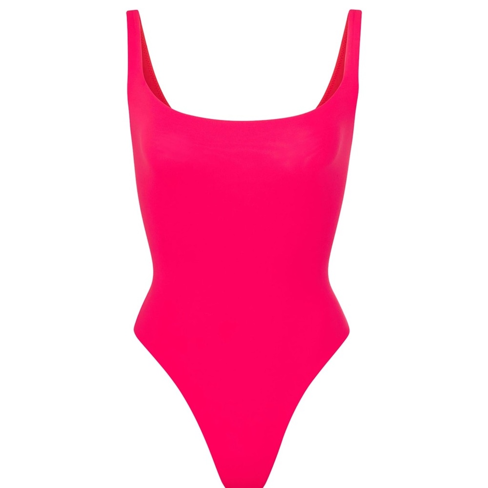 SKIMS Fits Everybody Square Neck Bodysuit in Ultra Pink - Limited Edition Color